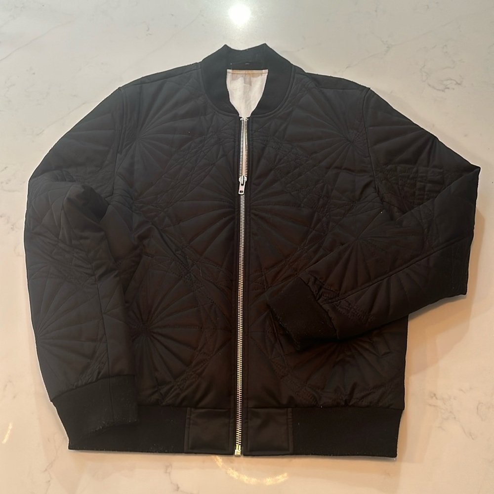 Black Scale Geometric Quilited Red Bomber Jacket Men’s Size XL